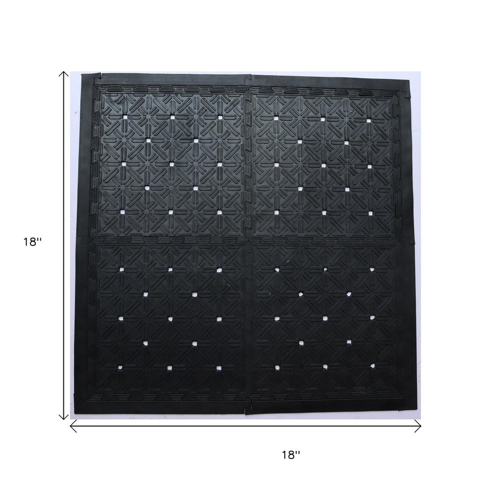 Set Of Four Square Interlocking Black Rubber Indoor Outdoor Mats — view 6