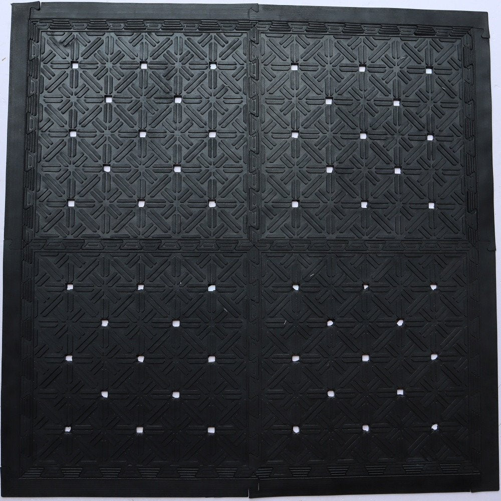 Set Of Four Square Interlocking Black Rubber Indoor Outdoor Mats — view 4