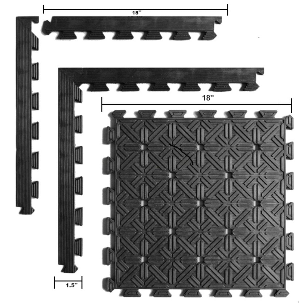 Set Of Four Square Interlocking Black Rubber Indoor Outdoor Mats — view 5