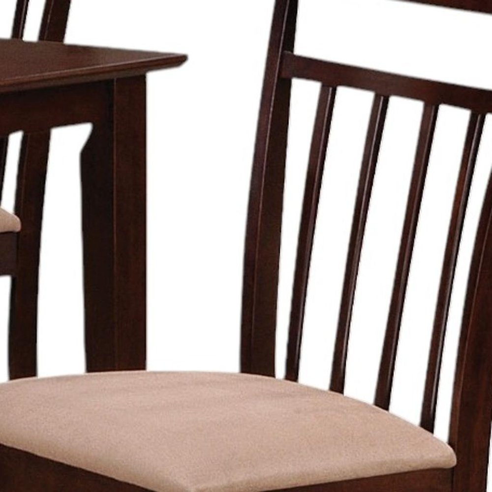 Five Piece Espresso Wood Dining Set with Four Chairs — view 2