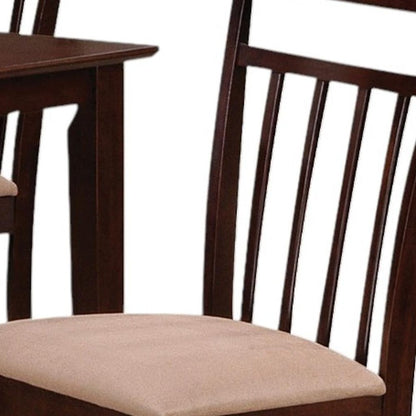 Five Piece Espresso Wood Dining Set with Four Chairs
