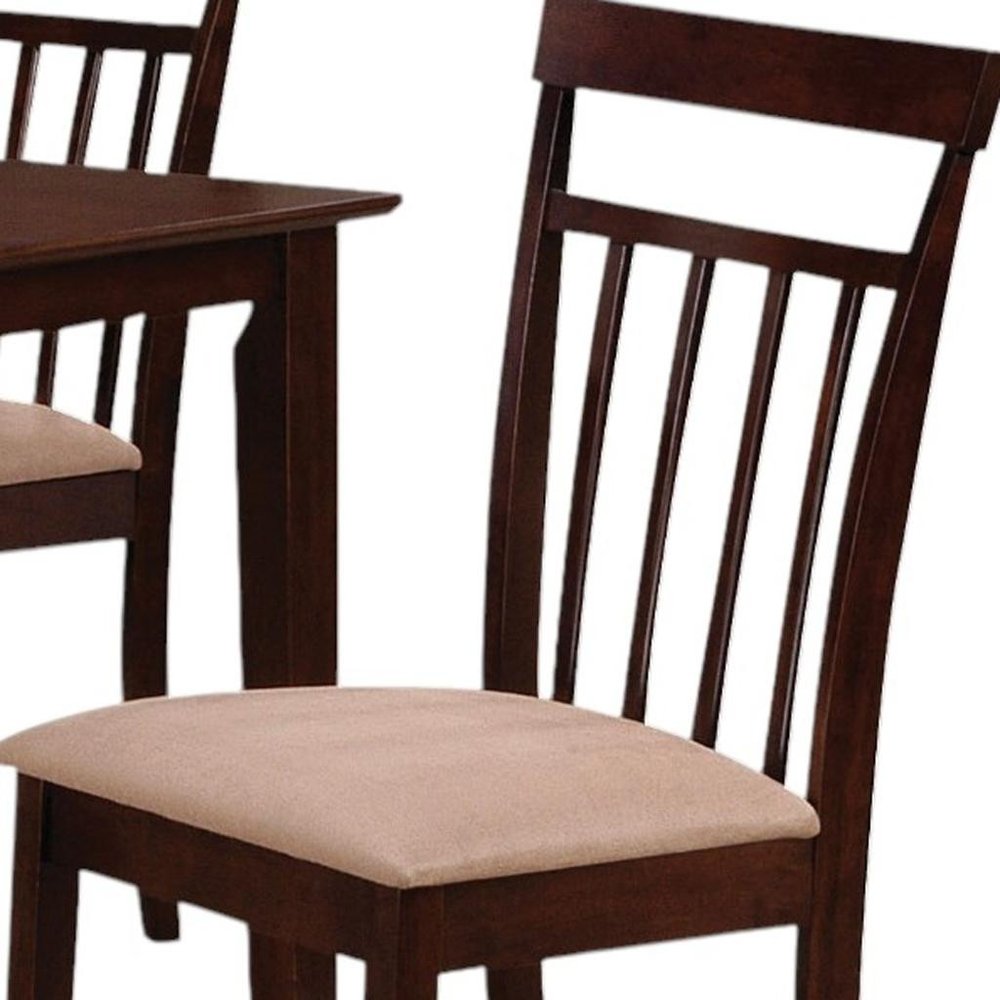 Five Piece Espresso Wood Dining Set with Four Chairs HomeRoots