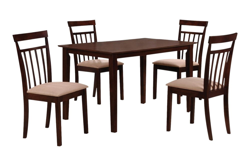 Five Piece Espresso Wood Dining Set with Four Chairs HomeRoots