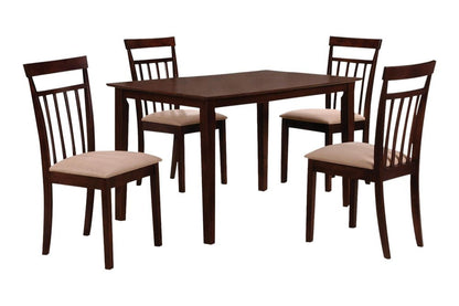 Five Piece Espresso Wood Dining Set with Four Chairs HomeRoots