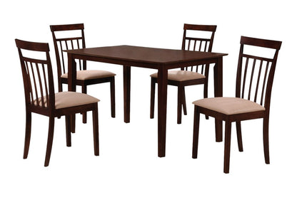 Five Piece Espresso Wood Dining Set with Four Chairs HomeRoots