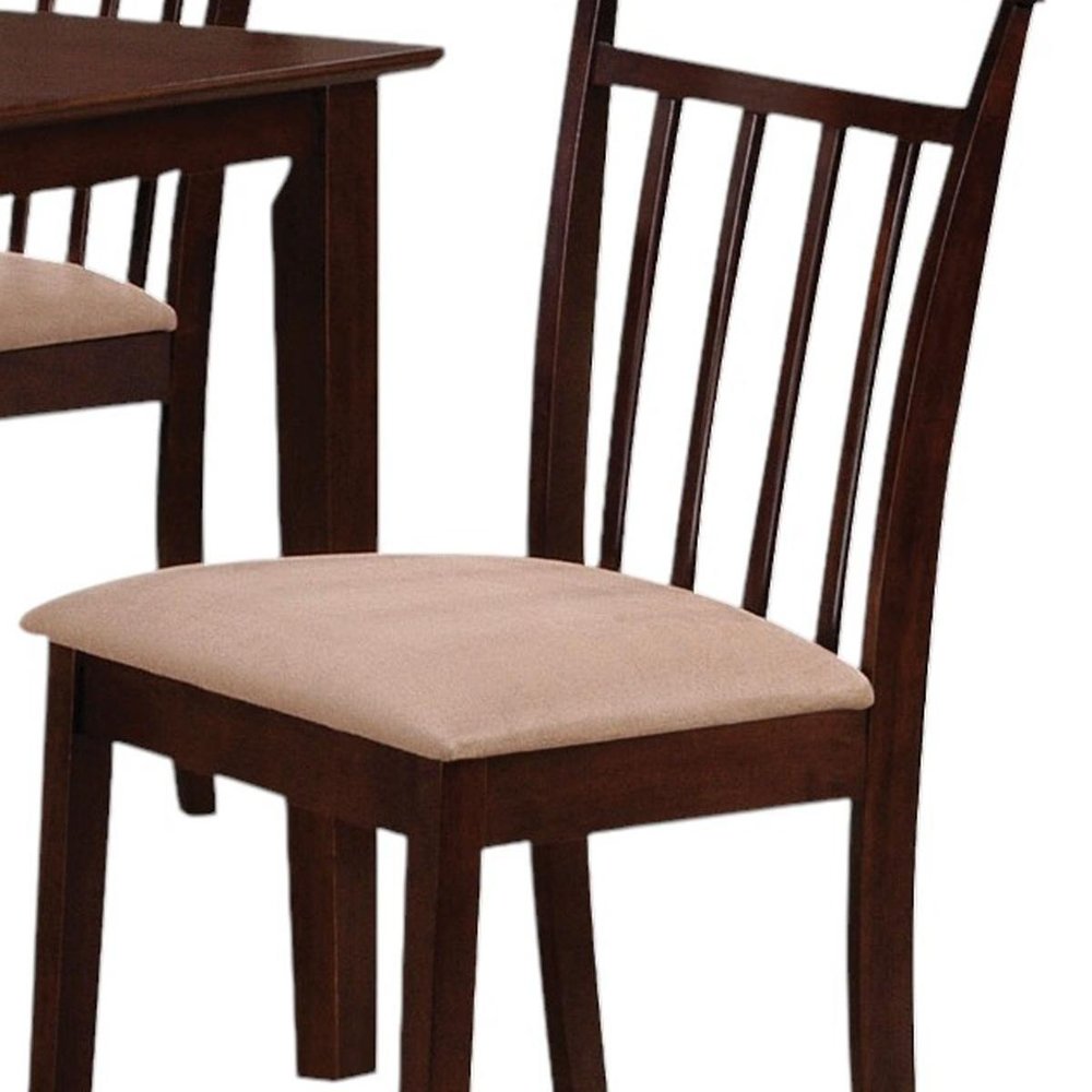 Five Piece Espresso Wood Dining Set with Four Chairs HomeRoots