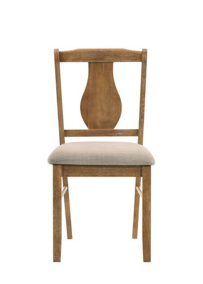 Five Piece Oak Solid Wood Dining Set with Four Chairs HomeRoots