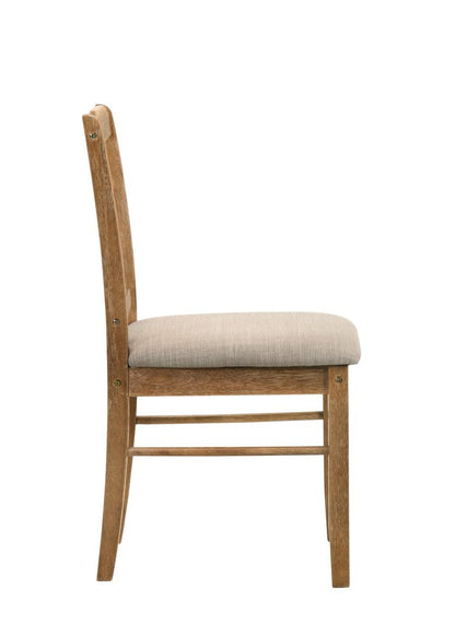 Five Piece Oak Solid Wood Dining Set with Four Chairs HomeRoots
