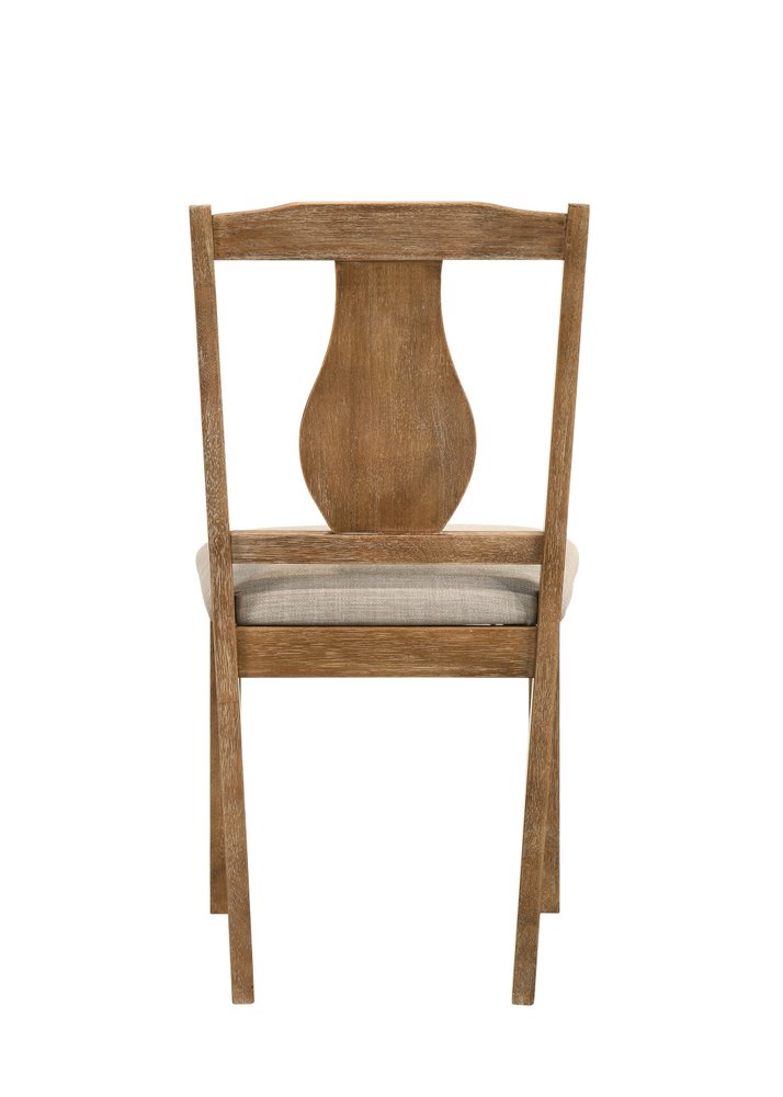 Five Piece Oak Solid Wood Dining Set with Four Chairs — view 7