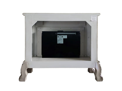 47" Bone Wood Ornate Carved Scrollwork Electric Free Standing Fireplace With Mantle HomeRoots