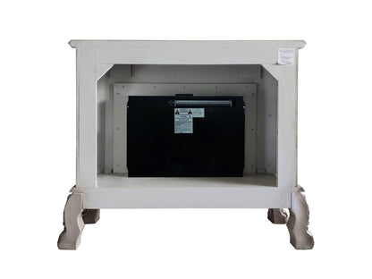 47" Bone Wood Ornate Carved Scrollwork Electric Free Standing Fireplace With Mantle HomeRoots