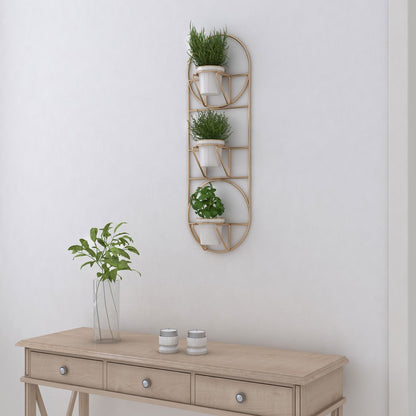Gold And White Metal 10 Ounce Oval Wall Planter HomeRoots
