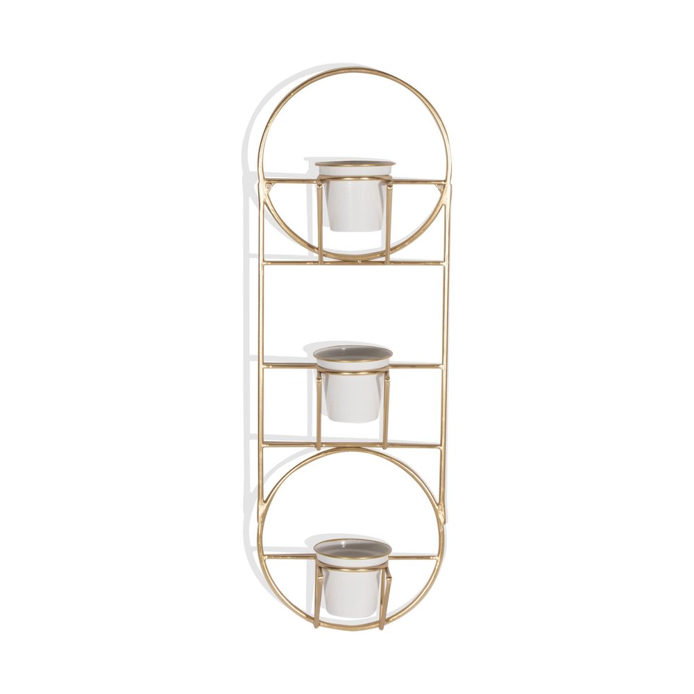 Gold And White Metal 10 Ounce Oval Wall Planter HomeRoots