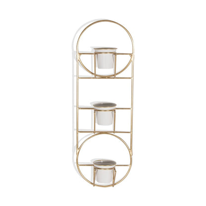 Gold And White Metal 10 Ounce Oval Wall Planter HomeRoots