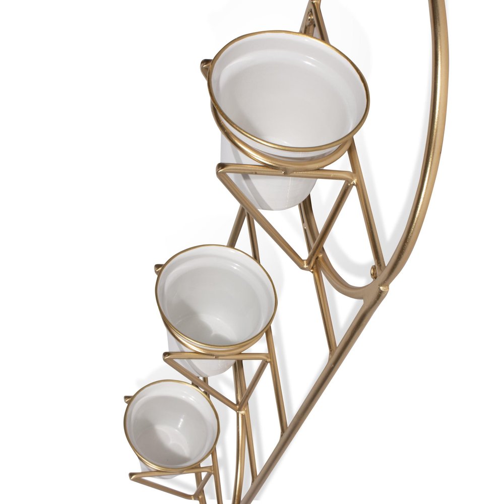Gold And White Metal 10 Ounce Oval Wall Planter HomeRoots