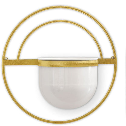 Set of Three Gold And White Metal 10 Ounce Wall Planters HomeRoots