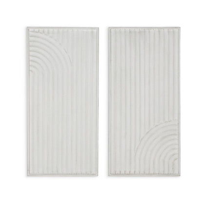 Set of Two White Metal Abstract Hanging Dimensional Sculptures