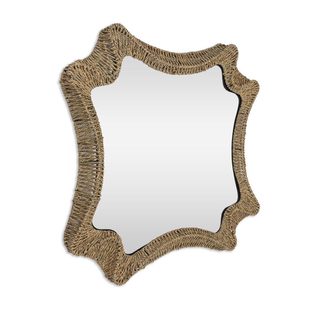 38" Brown Abstract Floating Rope Framed Accent Mirror HomeRoots