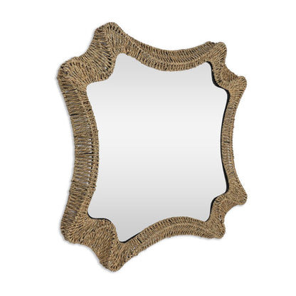 38" Brown Abstract Floating Rope Framed Accent Mirror HomeRoots