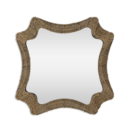38" Brown Abstract Floating Rope Framed Accent Mirror HomeRoots