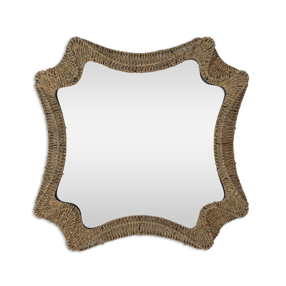 38" Brown Abstract Floating Rope Framed Accent Mirror HomeRoots