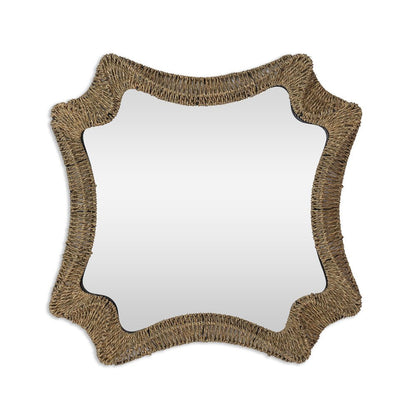 38" Brown Abstract Floating Rope Framed Accent Mirror HomeRoots
