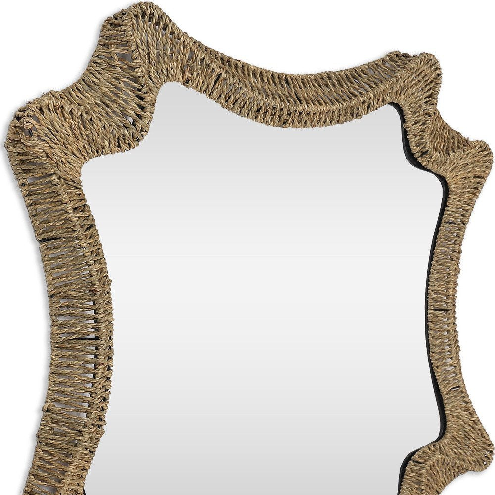 38" Brown Abstract Floating Rope Framed Accent Mirror HomeRoots