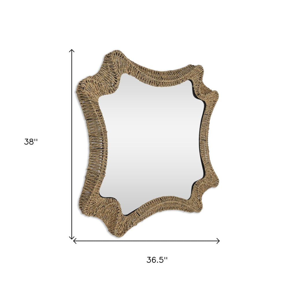 38" Brown Abstract Floating Rope Framed Accent Mirror HomeRoots