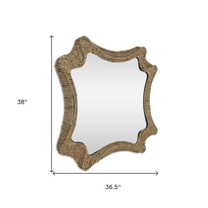 38" Brown Abstract Floating Rope Framed Accent Mirror HomeRoots