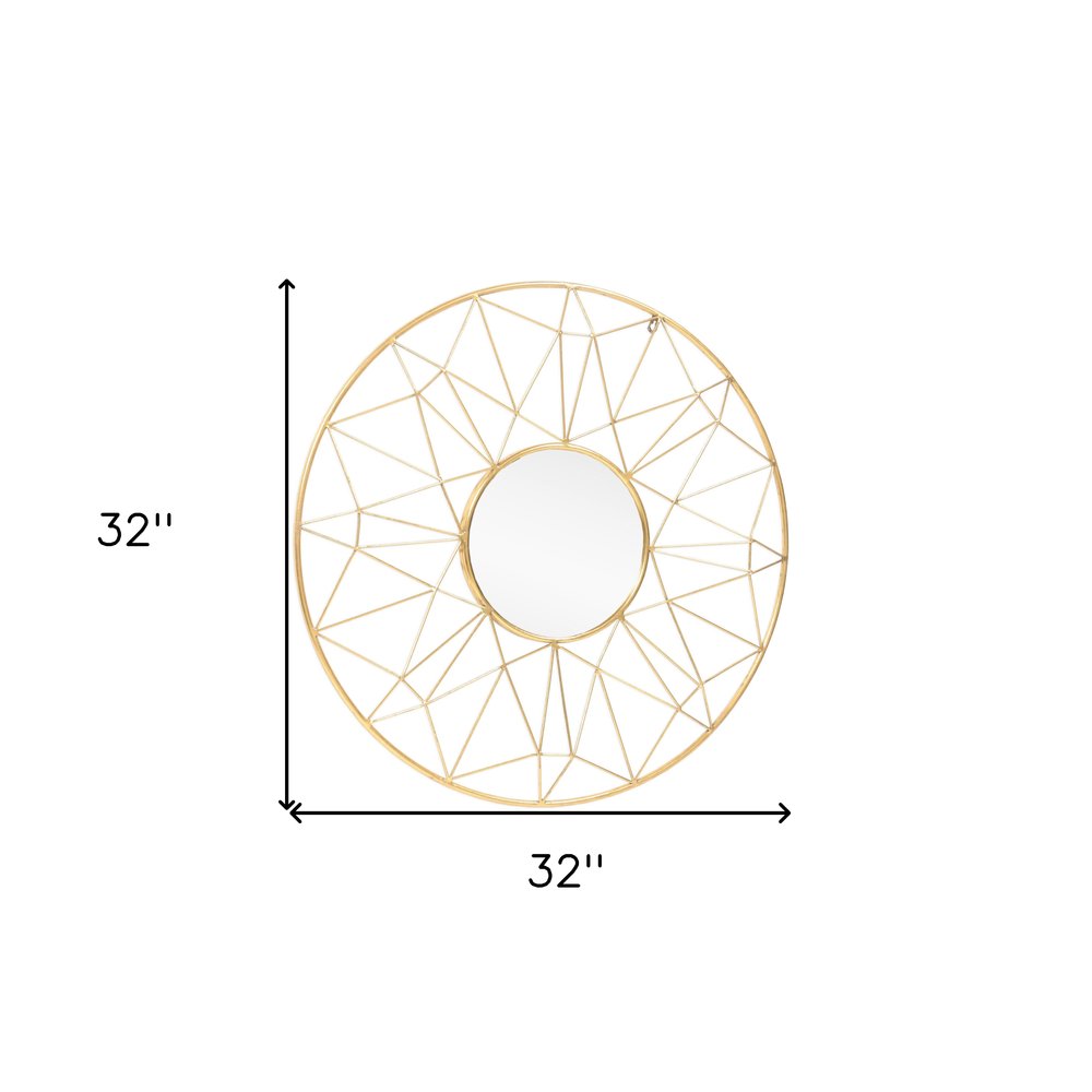 32" Gold Metal Round Accent Mirror HomeRoots