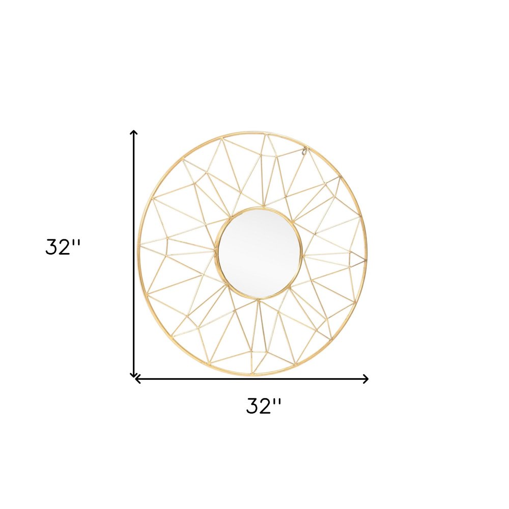 32" Gold Metal Round Accent Mirror HomeRoots