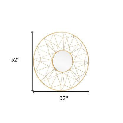 32" Gold Metal Round Accent Mirror HomeRoots