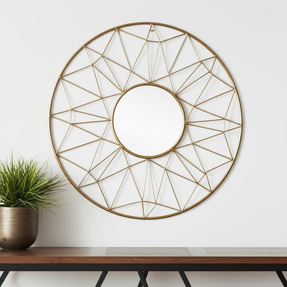 32" Gold Metal Round Accent Mirror HomeRoots