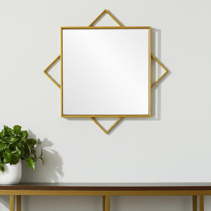 24" Gold Metal Geo Square Accent Mirror HomeRoots