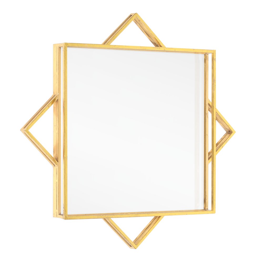 24" Gold Metal Geo Square Accent Mirror HomeRoots