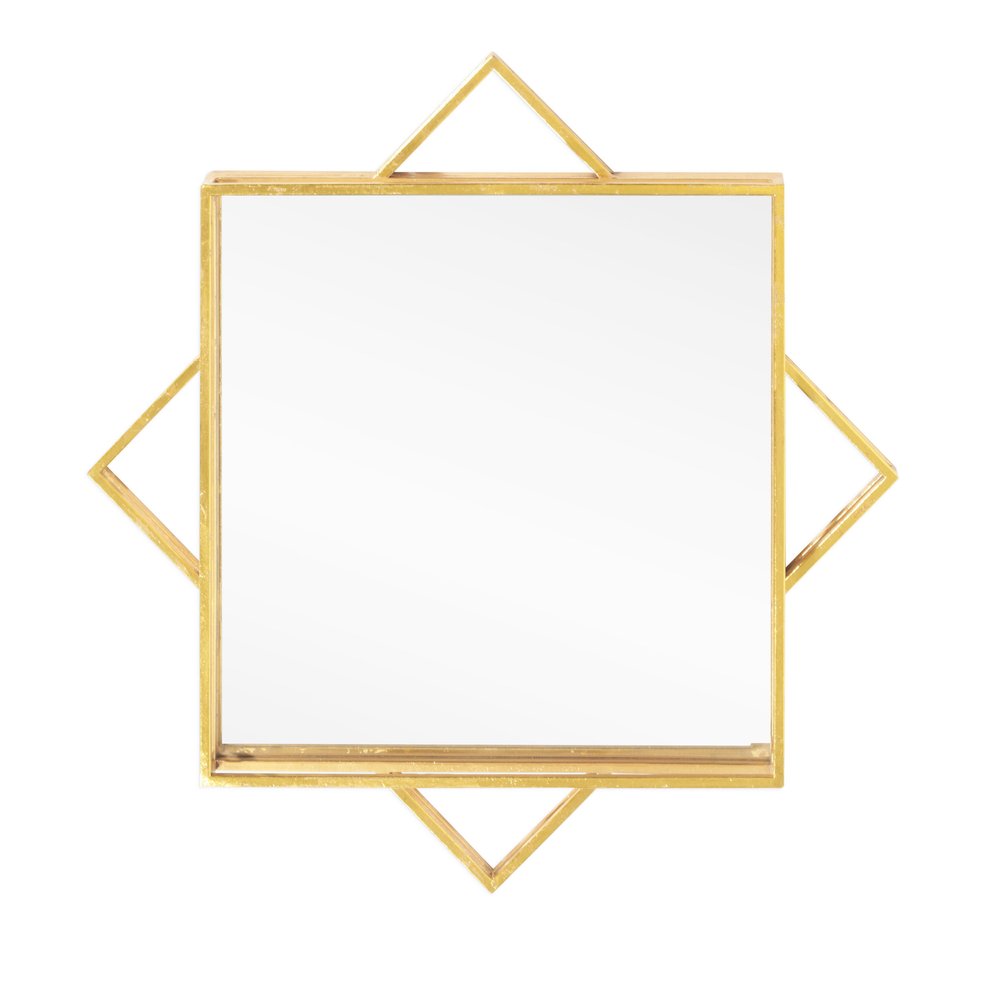 24" Gold Metal Geo Square Accent Mirror HomeRoots