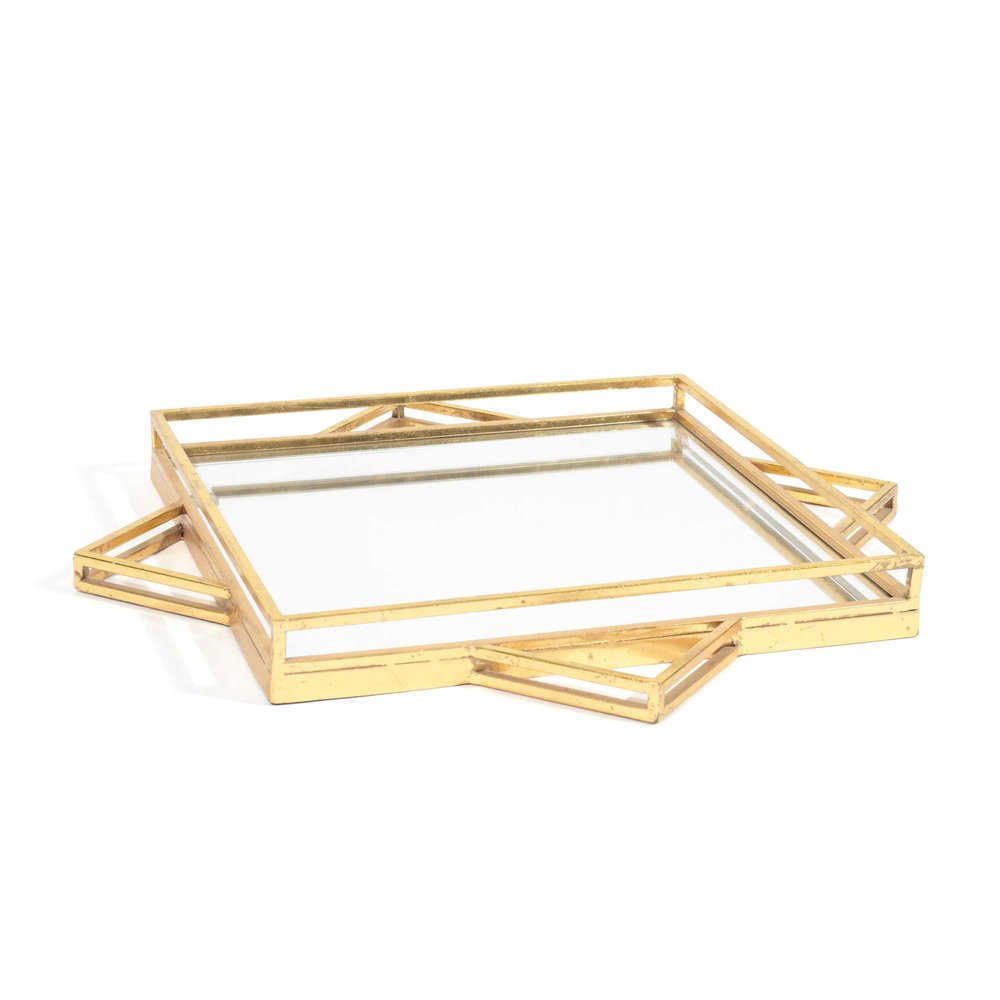 24" Gold Metal Geo Square Accent Mirror HomeRoots
