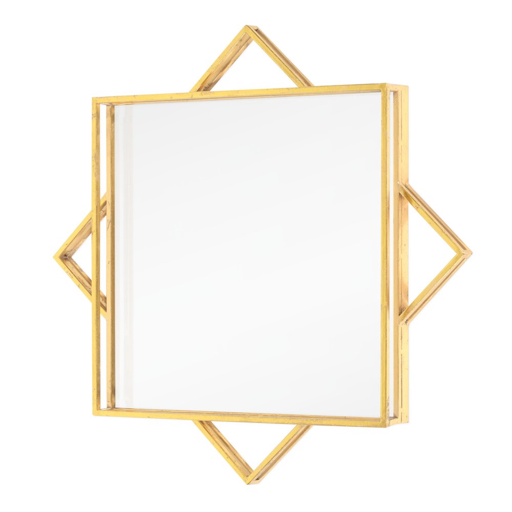 24" Gold Metal Geo Square Accent Mirror HomeRoots