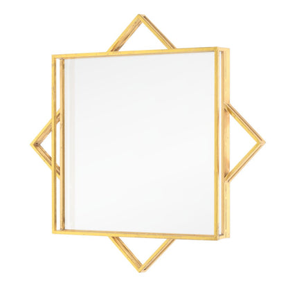 24" Gold Metal Geo Square Accent Mirror HomeRoots