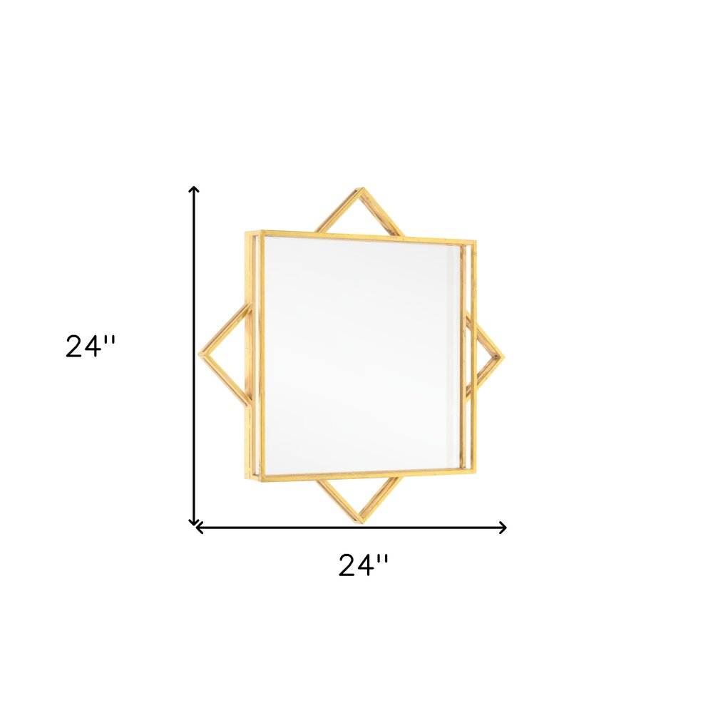 24" Gold Metal Geo Square Accent Mirror HomeRoots