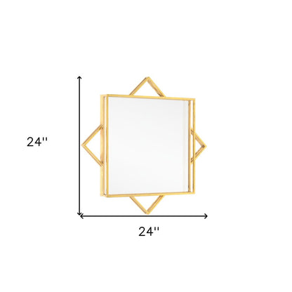 24" Gold Metal Geo Square Accent Mirror HomeRoots