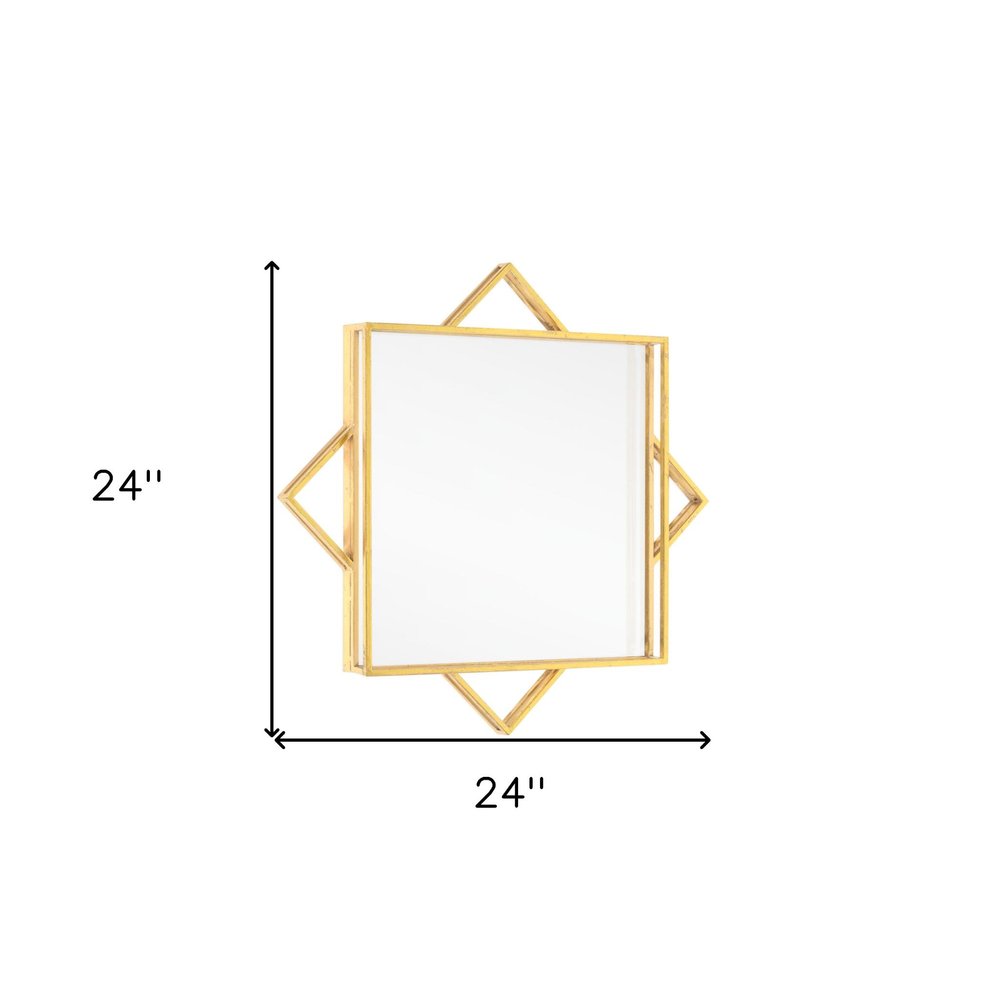 24" Gold Metal Geo Square Accent Mirror HomeRoots