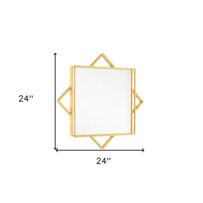 24" Gold Metal Geo Square Accent Mirror HomeRoots