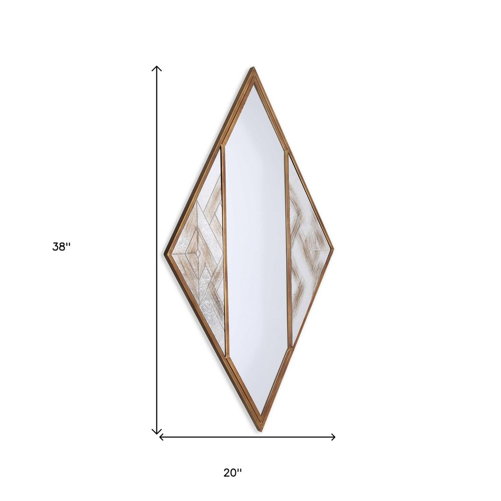 38" Brass And Silver Mixed Metal Diamond Accent Mirror HomeRoots
