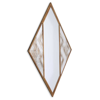 38" Brass And Silver Mixed Metal Diamond Accent Mirror HomeRoots