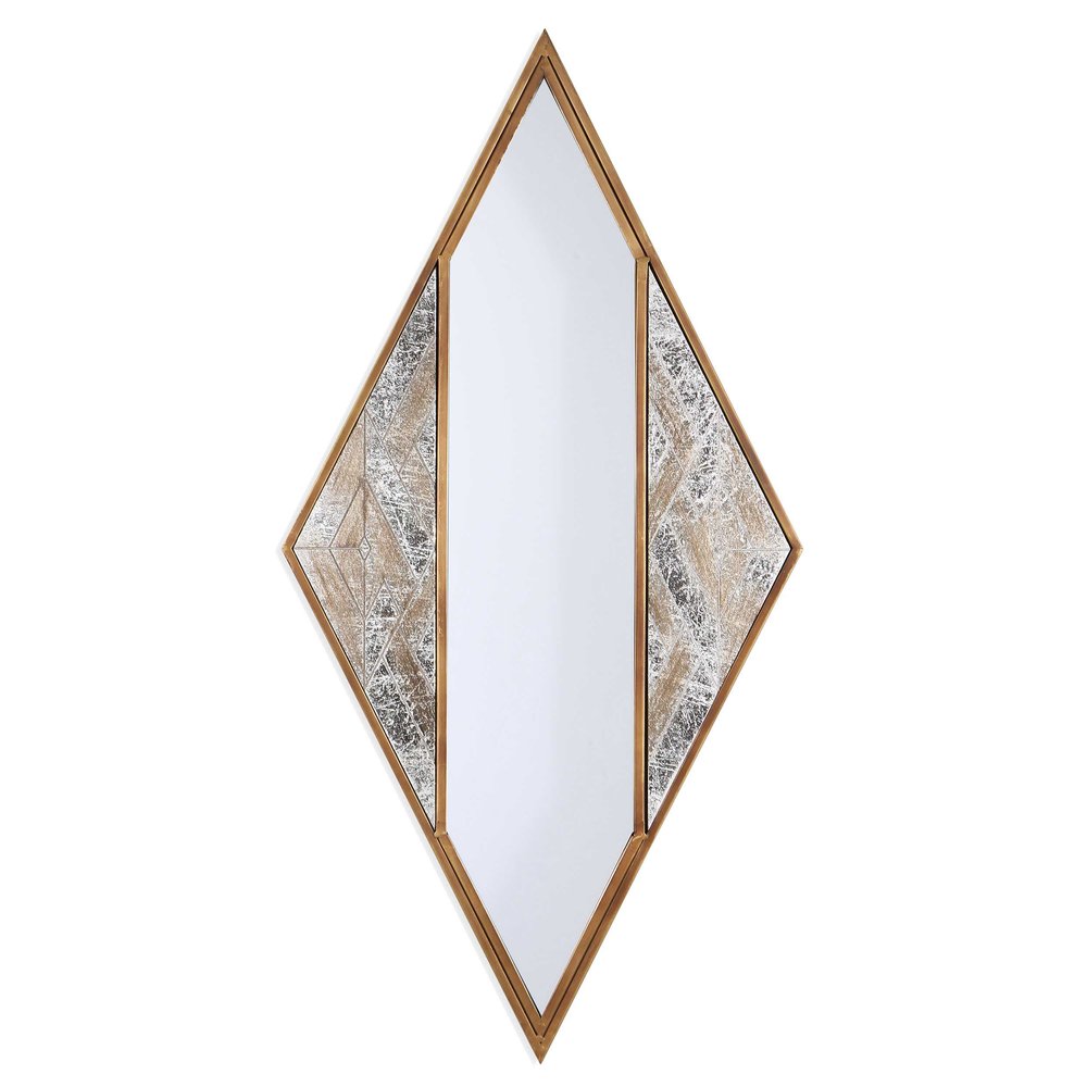 38" Brass And Silver Mixed Metal Diamond Accent Mirror HomeRoots