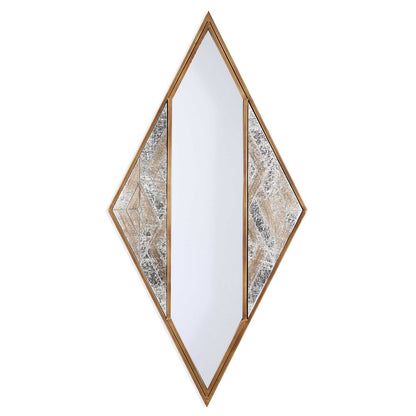 38" Brass And Silver Mixed Metal Diamond Accent Mirror HomeRoots