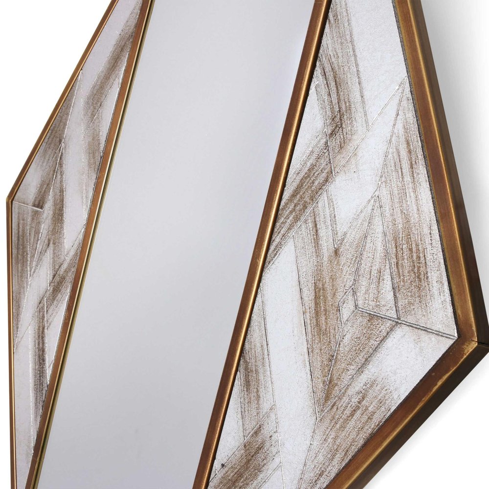 38" Brass And Silver Mixed Metal Diamond Accent Mirror HomeRoots