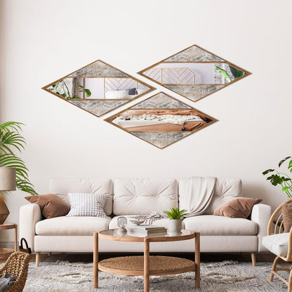 38" Brass And Silver Mixed Metal Diamond Accent Mirror HomeRoots