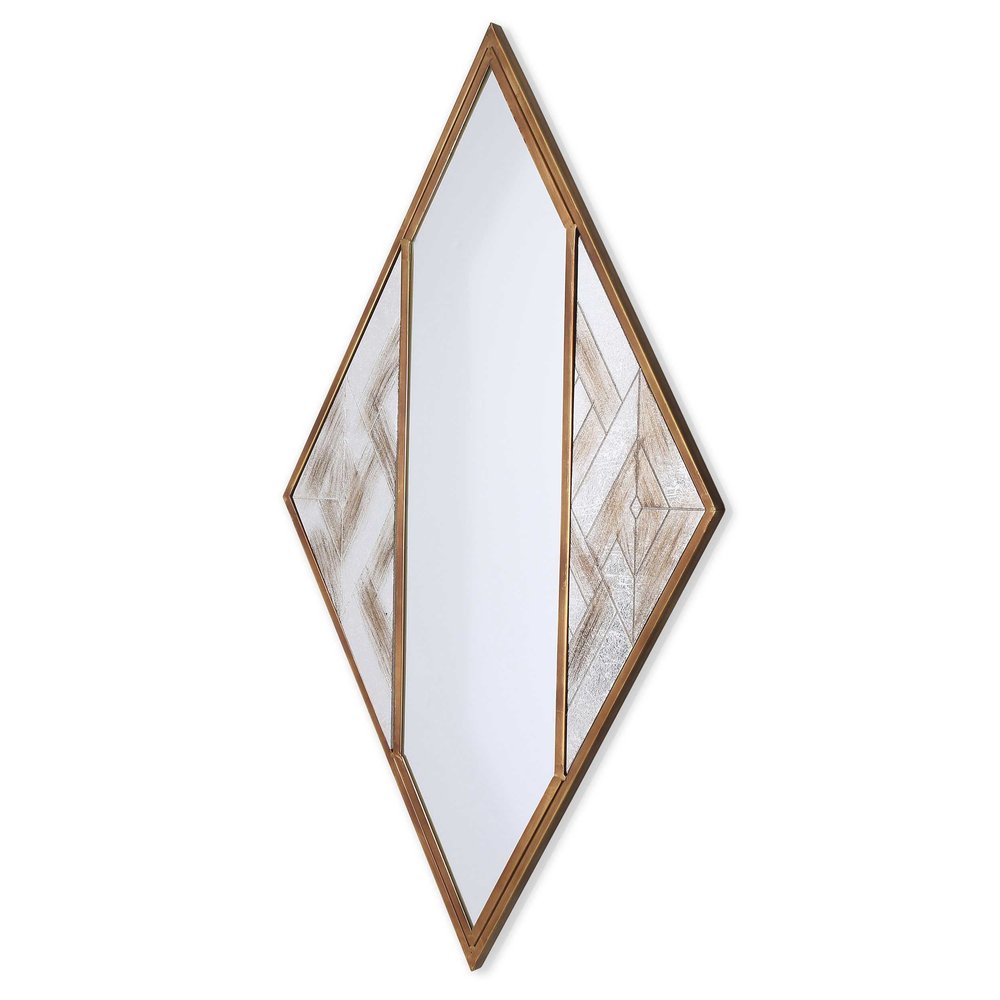 38" Brass And Silver Mixed Metal Diamond Accent Mirror HomeRoots